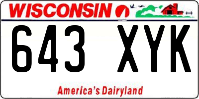WI license plate 643XYK