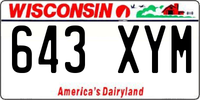 WI license plate 643XYM