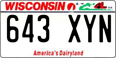 WI license plate 643XYN