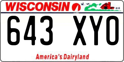 WI license plate 643XYO