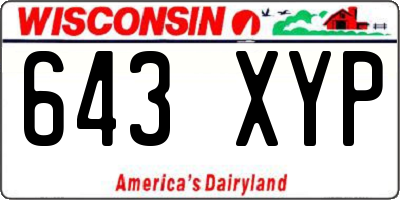 WI license plate 643XYP