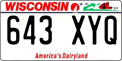 WI license plate 643XYQ