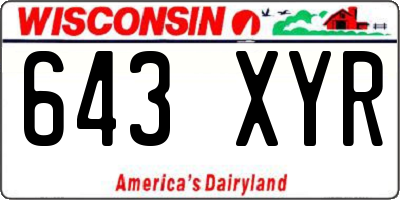 WI license plate 643XYR
