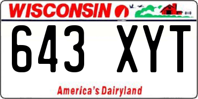 WI license plate 643XYT