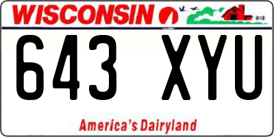 WI license plate 643XYU