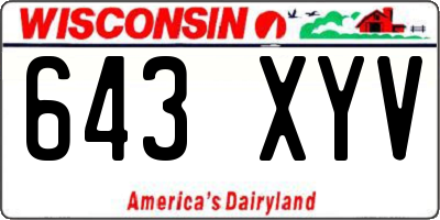 WI license plate 643XYV