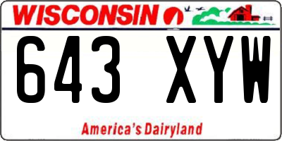 WI license plate 643XYW