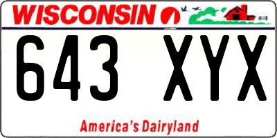WI license plate 643XYX
