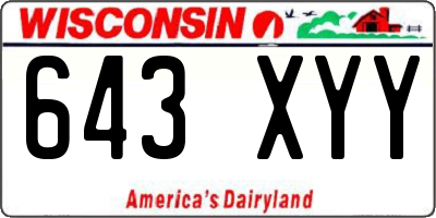 WI license plate 643XYY