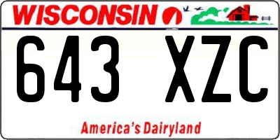 WI license plate 643XZC