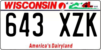 WI license plate 643XZK