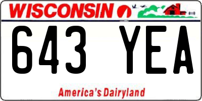 WI license plate 643YEA