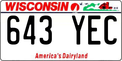 WI license plate 643YEC