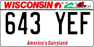 WI license plate 643YEF