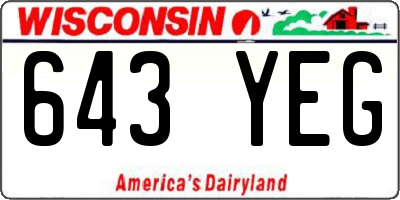 WI license plate 643YEG