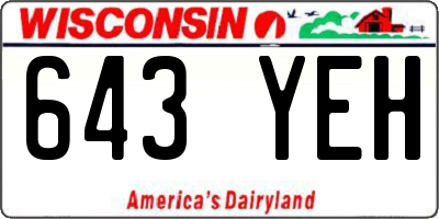 WI license plate 643YEH