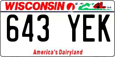 WI license plate 643YEK