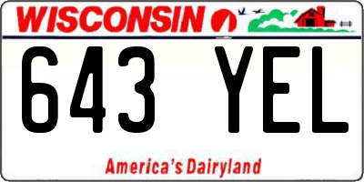 WI license plate 643YEL