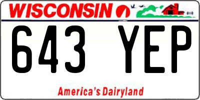 WI license plate 643YEP