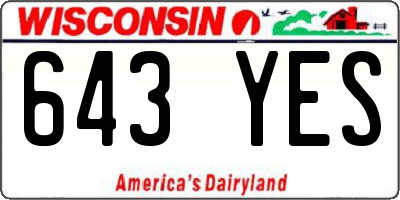WI license plate 643YES