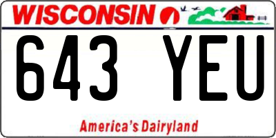 WI license plate 643YEU
