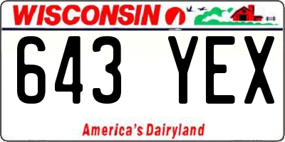 WI license plate 643YEX