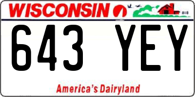 WI license plate 643YEY