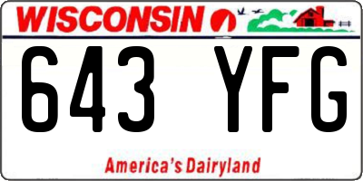 WI license plate 643YFG