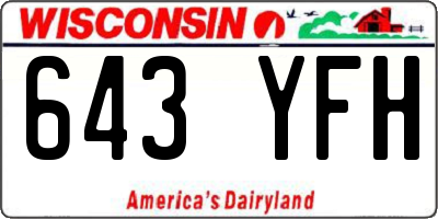 WI license plate 643YFH