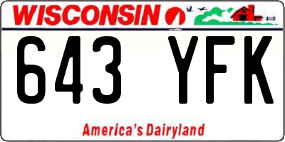 WI license plate 643YFK