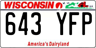 WI license plate 643YFP