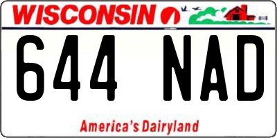 WI license plate 644NAD