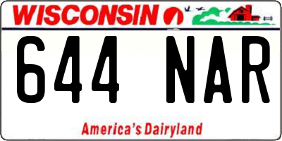 WI license plate 644NAR