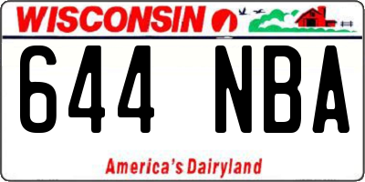 WI license plate 644NBA