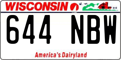 WI license plate 644NBW
