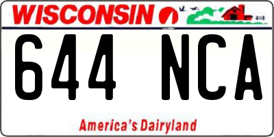 WI license plate 644NCA