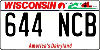 WI license plate 644NCB