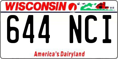 WI license plate 644NCI