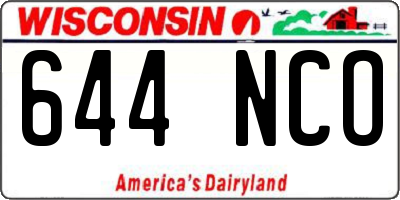 WI license plate 644NCO