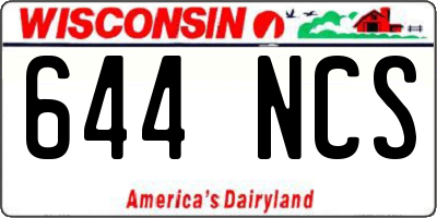 WI license plate 644NCS