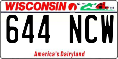 WI license plate 644NCW