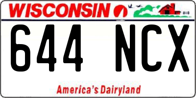 WI license plate 644NCX