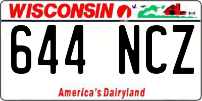 WI license plate 644NCZ