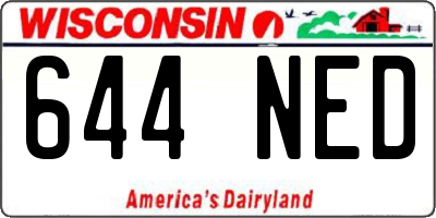 WI license plate 644NED