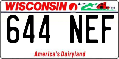 WI license plate 644NEF