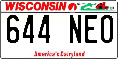 WI license plate 644NEO