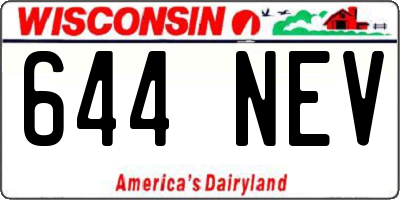 WI license plate 644NEV