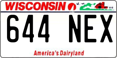 WI license plate 644NEX
