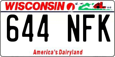 WI license plate 644NFK