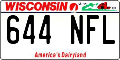 WI license plate 644NFL